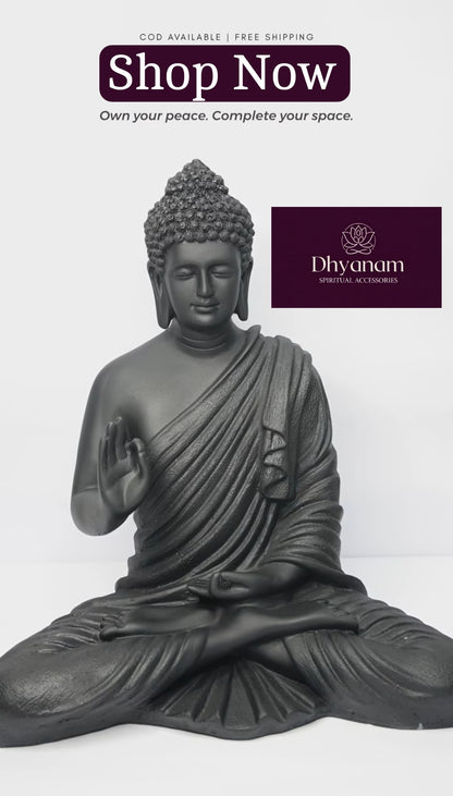 Black Meditating Buddha Statue – Peace & Serenity Decor✨️🖤